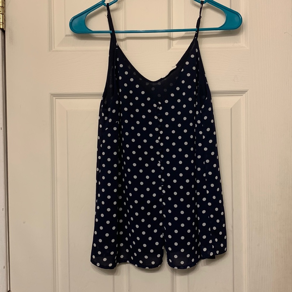 Navy Blue Polka-Dotted Camisole